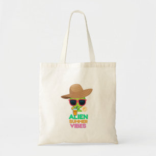 Retro Alien Summer Beach Vibes Tote Bag