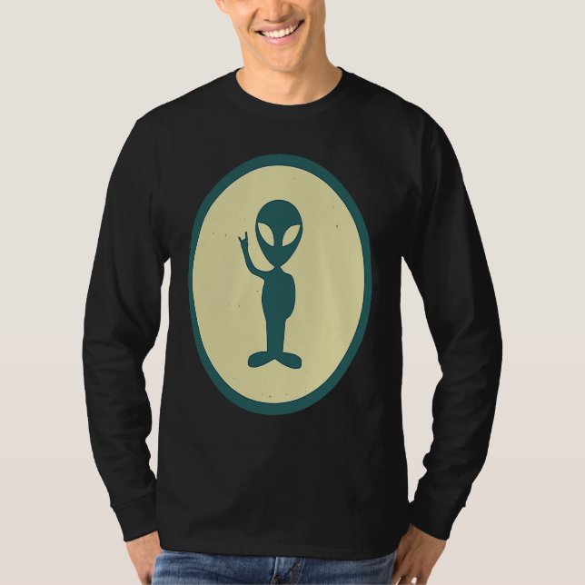 Retro Alien Vintage UFO T-Shirt (Front)