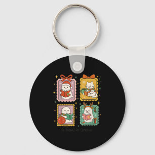 Retro All Booked For Christmas Frame Cute Ghost Re Key Ring