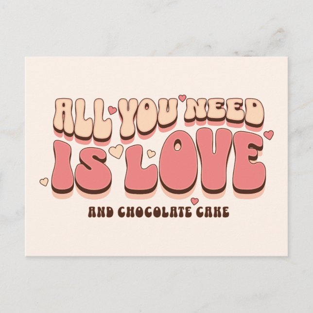 Retro All You Need is Chocolate Cake Holiday Postcard (Front)