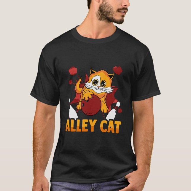 Retro Alley Cat Bowling Long Sleeve Shirt Kitten B (Front)