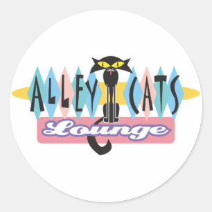 retro alley cats lounge sign classic round sticker