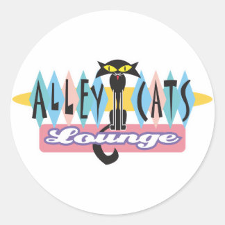 retro alley cats lounge sign classic round sticker