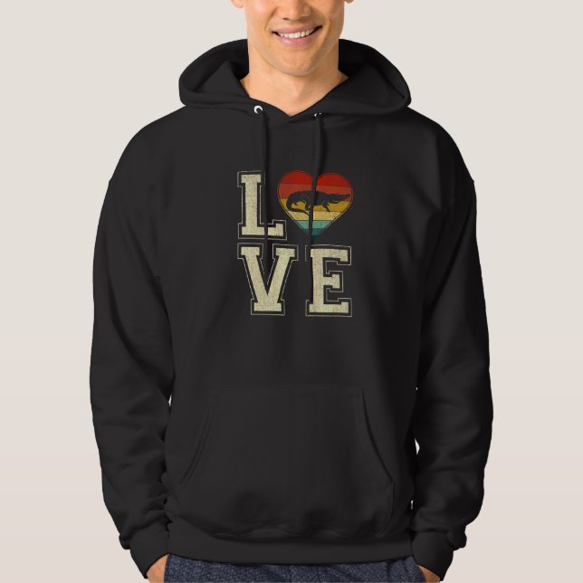 Retro Alligator Hearts Animals Valentines Day Coup Hoodie (Front)