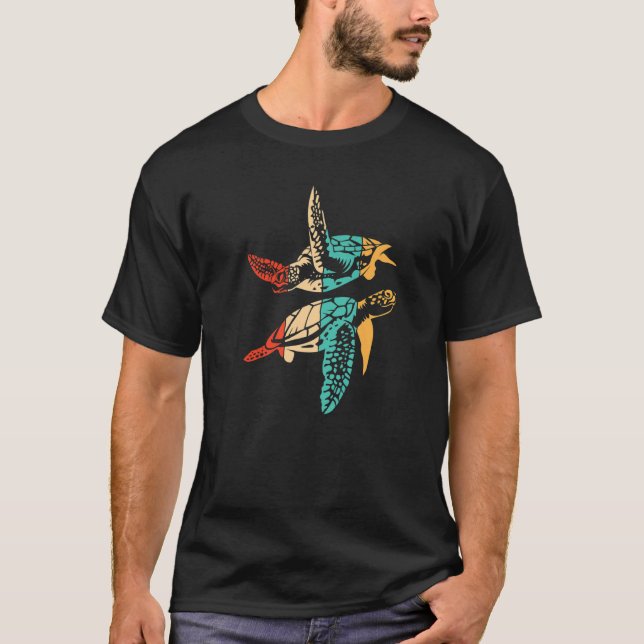 Retro Alligator Snapping Red Eared Slider  Turtle T-Shirt (Front)