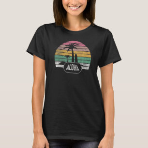 Retro Aloha Hawaii Hawaiian Island Palm Beach Surf T-Shirt