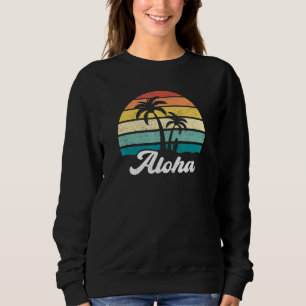 Retro Aloha Hawaii Hawaiian Island Palm Tree Beach Sweatshirt