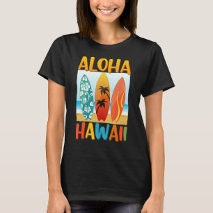 Retro Aloha Hawaii Hawaiian Island Surfboard Surfe T-Shirt