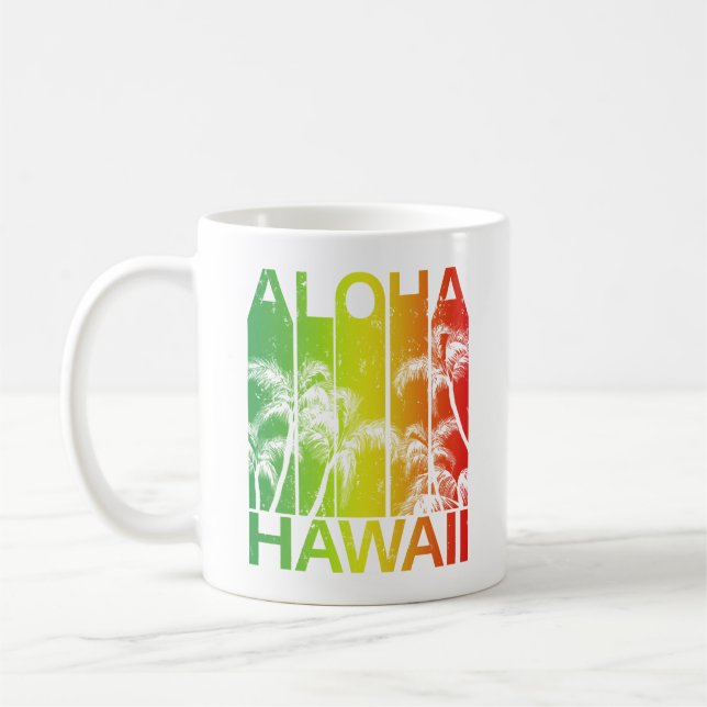 Retro Aloha Hawaii Islands Coffee Mug (Left)