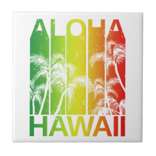 Retro Aloha Hawaii Islands Tile