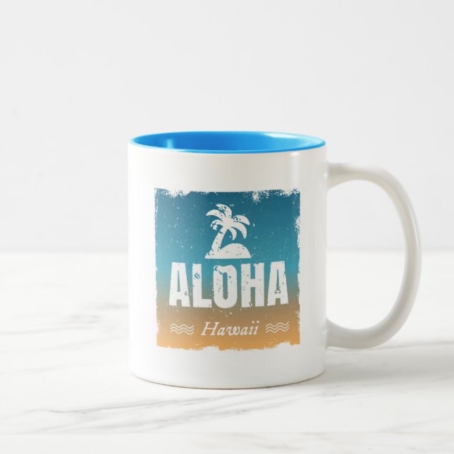 Retro Aloha Hawaii Two-Tone Coffee Mug (Right)