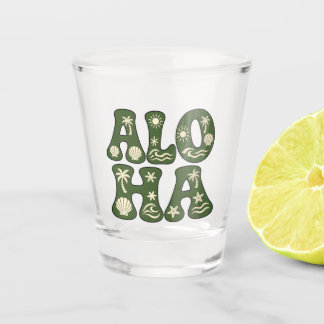 Retro Aloha Tropical Beach Aesthetic Custom Shot Glass