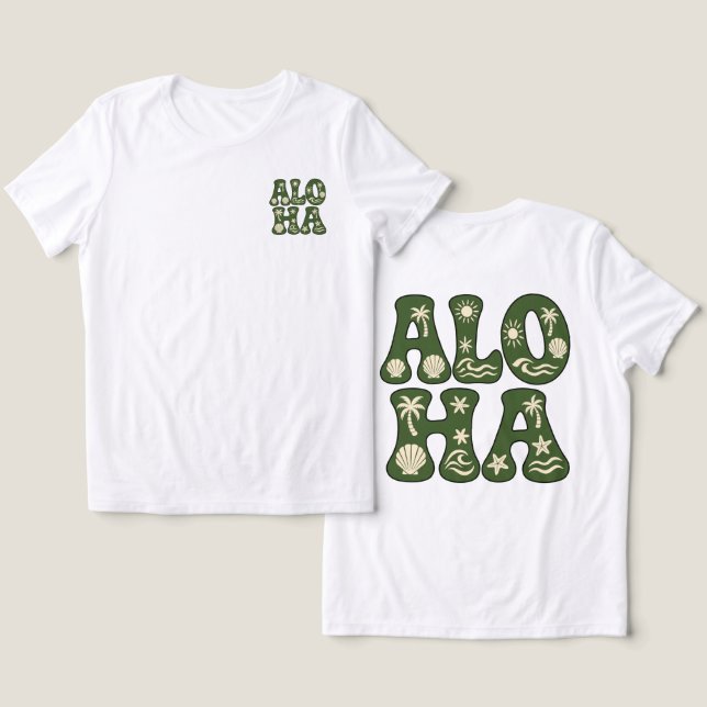 Retro Aloha Tropical Beach Aesthetic Custom Tri-Blend Shirt (Design Front & Back)