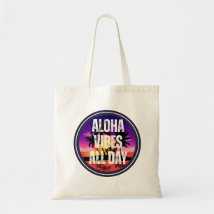 Retro Aloha Vibes Tropical Sunset Hawaii Design Tote Bag