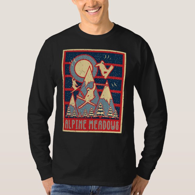 Retro Alpine Meadows Ski Adventure is Waiting T-Shirt (Front)