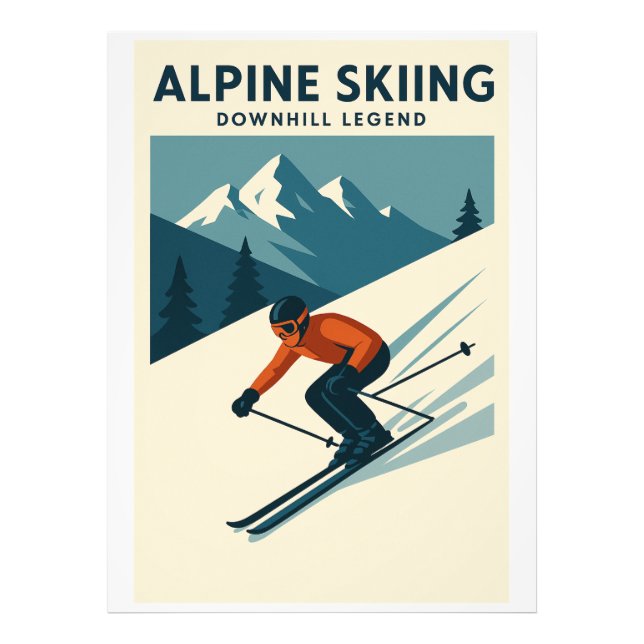 Retro Alpine Skiing Wall Art – Downhill Ski Legend (Front)