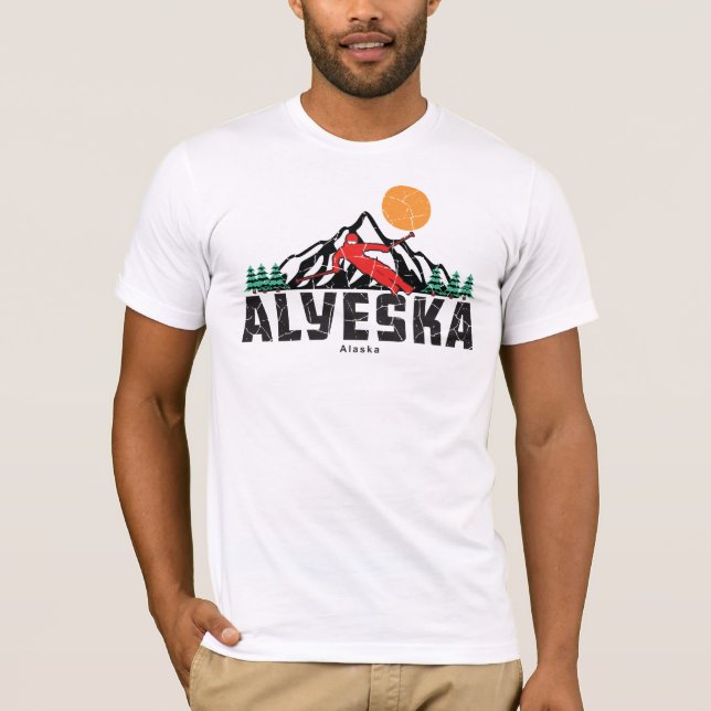Retro Alyeska Ski Sunset T-Shirt (Front)