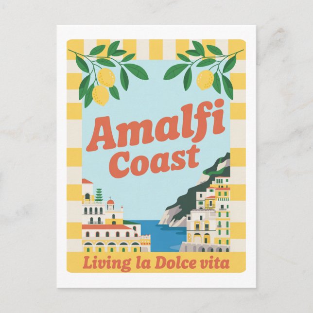 Retro Amalfi Coast Italy Living la Dolce Vita Postcard (Front)