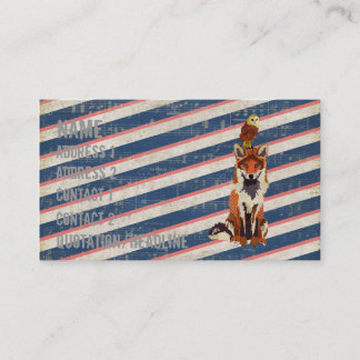 Retro Amber Fox & Owl Business Card
