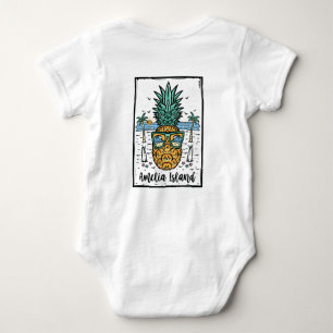 Retro Amelia Island Beach on both sides Baby Bodysuit