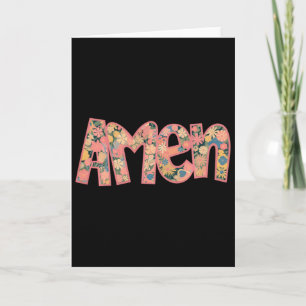 Retro Amen Floral Coquette Bow Jesus Girl Women Ha Card