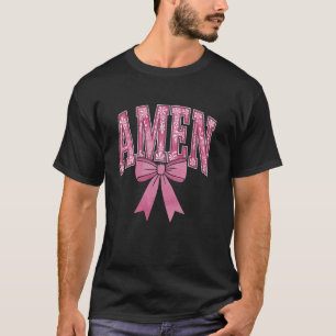 Retro Amen Floral Coquette Bow Jesus Girl Women Ha T-Shirt
