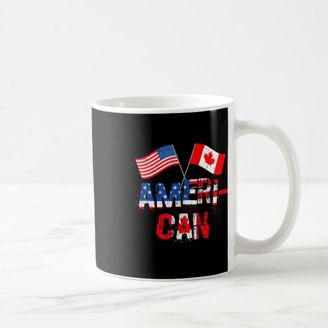 Retro Ameri-can Canada Usa Flag Patriotic Canadian Coffee Mug (Right)