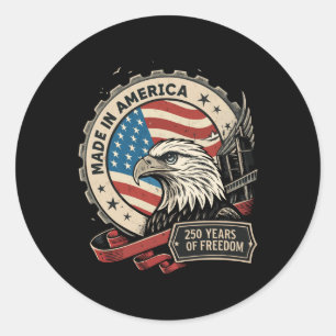 Retro America 250th Birthday Anniversary Grunge Us Classic Round Sticker