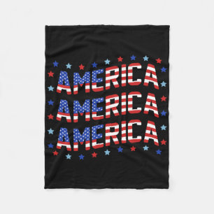 Retro America 4th Of July American Flag Patriotic Fleece Blanket
