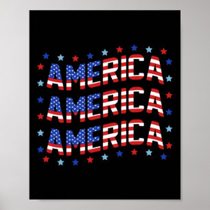 Retro America 4th Of July American Flag Patriotic  Poster