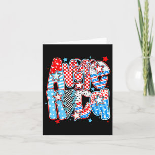 Retro America Coquette 4th Of July American Checke Card