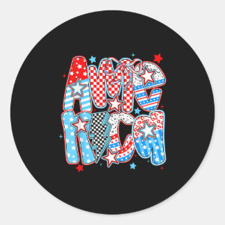 Retro America Coquette 4th Of July American Checke Classic Round Sticker
