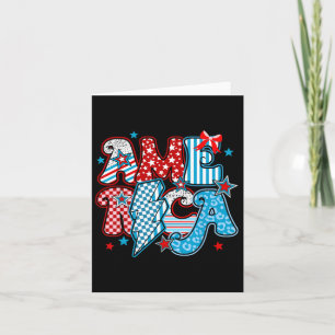 Retro America Coquette Bow 4th Of July Independenc Card