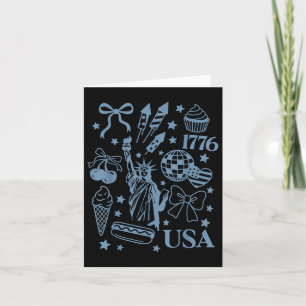 Retro America Coquette Preppy 4th Of July Girly Me Card