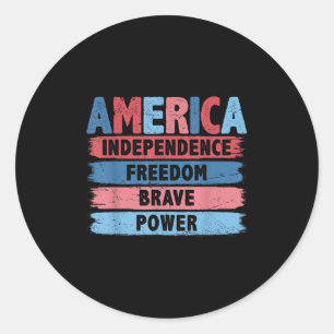 Retro America Independence Freedom Brave Usa 4th O Classic Round Sticker