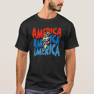 Retro America Leopard Lightning Bolt Patriotic 4th T-Shirt