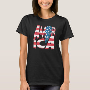 Retro America Lightning Bolt July 4th Western Patr T-Shirt