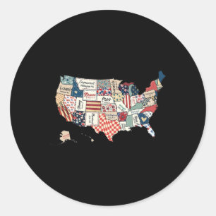 Retro America Usa Map God Say You Are Bible 4th Of Classic Round Sticker