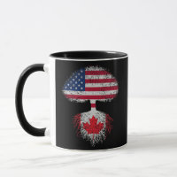 Retro American Canadian Flag Tree Roots Canada