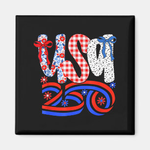 Retro American Coquette Bow 250 Flag Tee, 4th Of J Magnet
