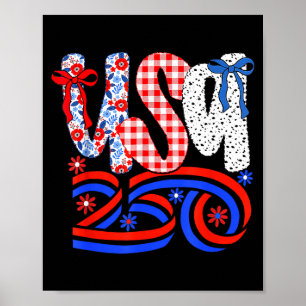 Retro American Coquette Bow 250 Flag Tee, 4th Of J Poster