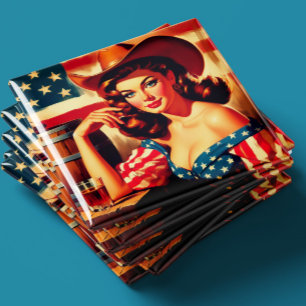 Retro American Cowgirl Pinup Magnet