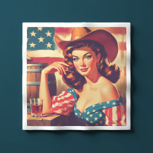 Retro American Cowgirl Pinup Napkin