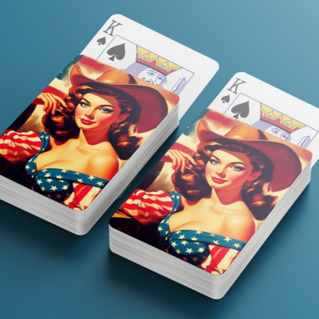 Retro American Cowgirl Pinup Playing Cards (Creator Uploaded)