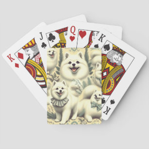 Retro American Eskimo Illustration Playing Cards