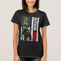 Retro American Flag Autism Mum Bear Awareness Fami