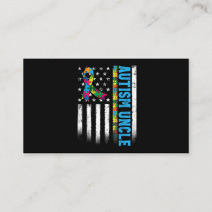Retro American Flag Autism Uncle Awareness Business Card