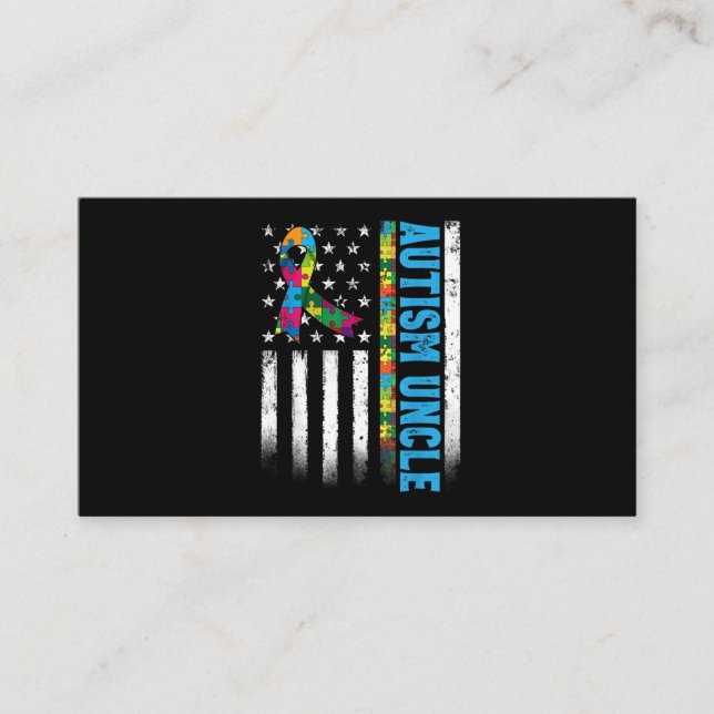 Retro American Flag Autism Uncle Awareness Business Card (Front)