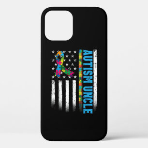 Retro American Flag Autism Uncle Awareness iPhone 12 Case