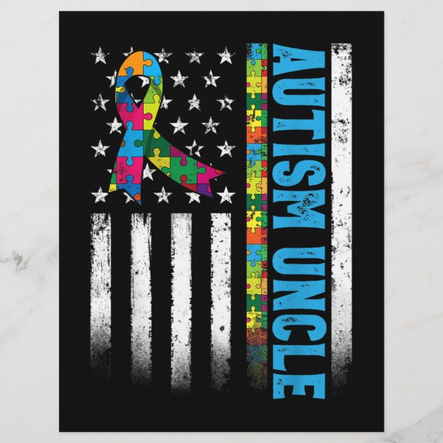 Retro American Flag Autism Uncle Awareness Flyer (Front)
